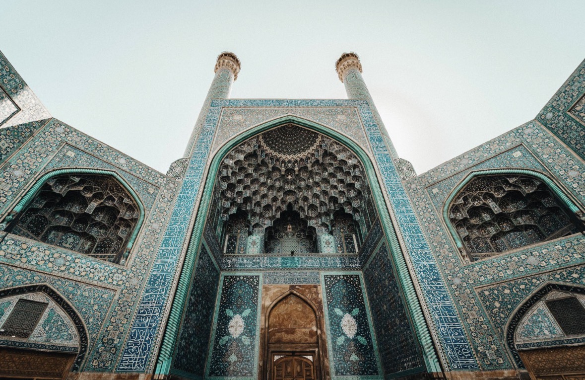 Turquoise tilework at an Isfahan mosque
