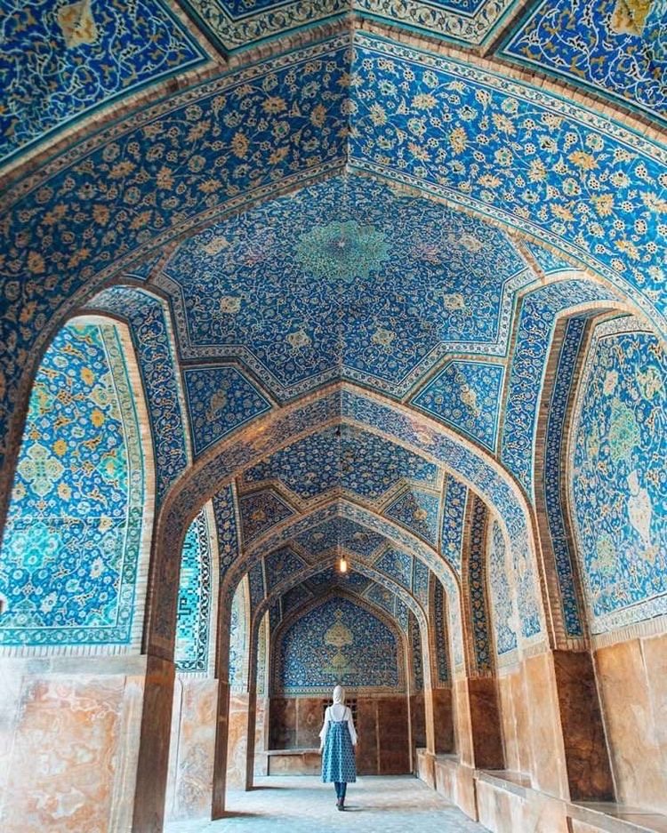 Blue tilework inside an Iranian building