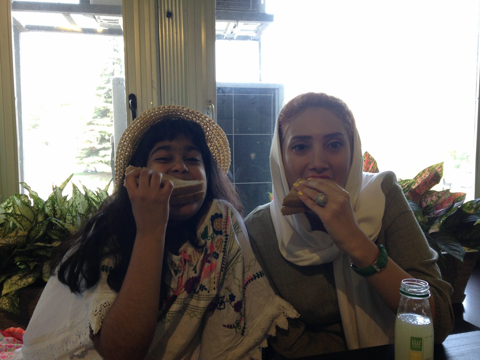 A candid photograph of two friends together